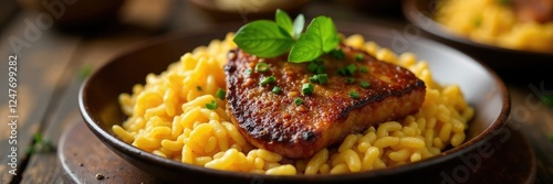 Arroz com feij?o preto e carne de porco assada (detalhes), brasileiro, comida photo