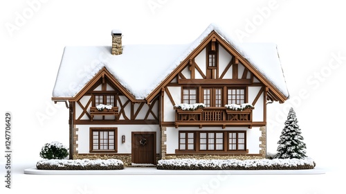 Whimsical Fairy-Tale Toy House Isolated In White Background photo