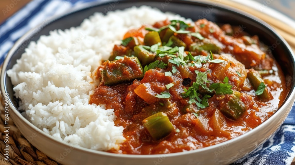 Delicious Okra Curry with Basmati Rice: A Flavorful Indian Cuisine Delicious Okra Curry with Basmati Rice: A Flavorful Indian Cuisine