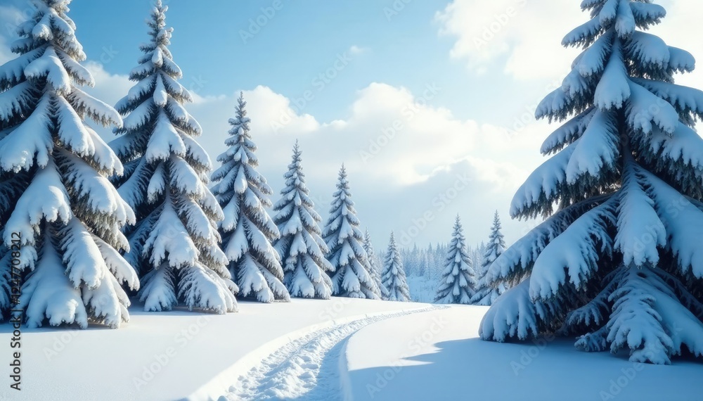 Trees swayed gently in the cold wind under a blanket of white snow, snow, trees Trees swayed gently in the cold wind under a blanket of white snow, snow, trees