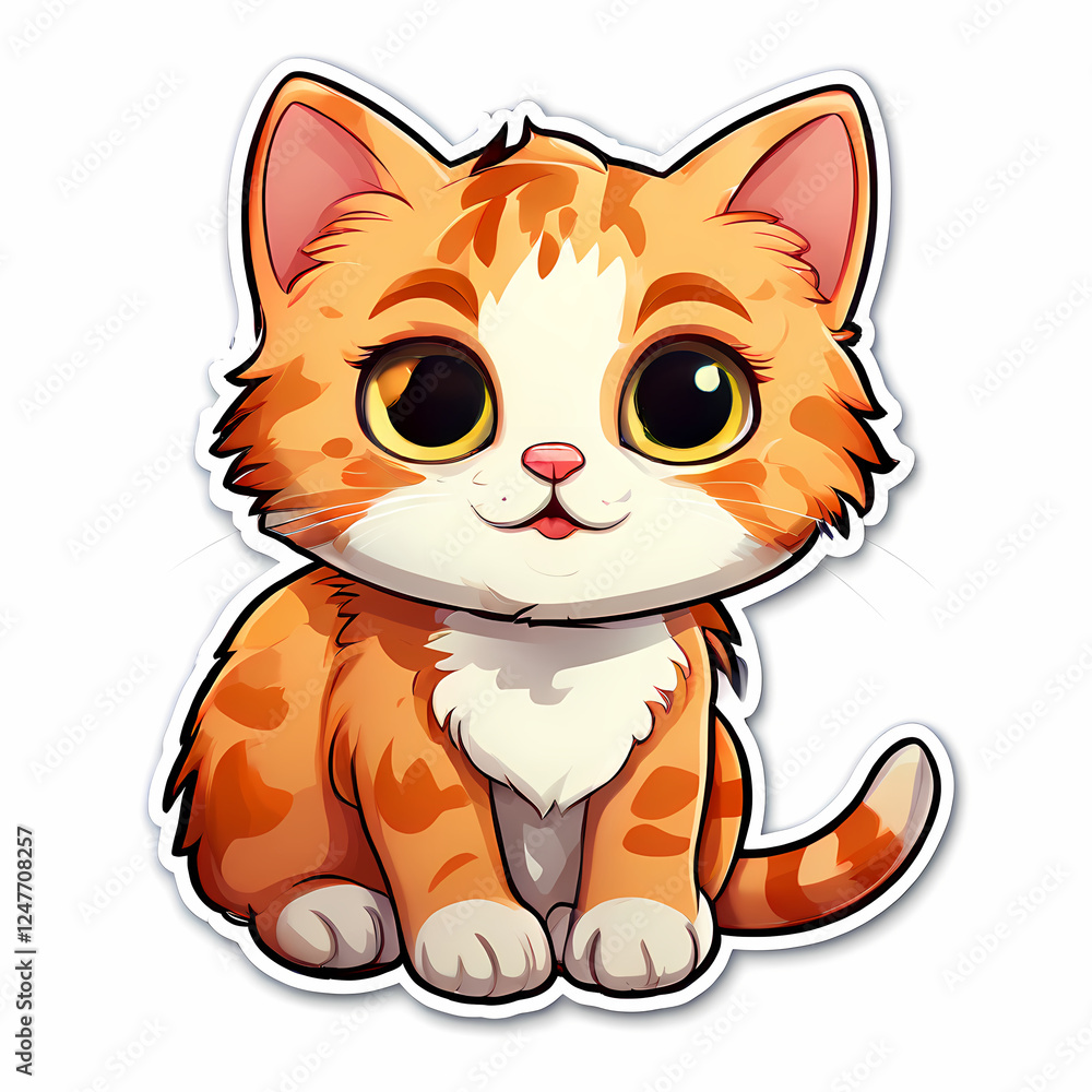 Obraz premium Ethereal Kitty Cartoon Creation – Subtle Matte Illustration with a Heartwarming Glow titled design - Transparent Background