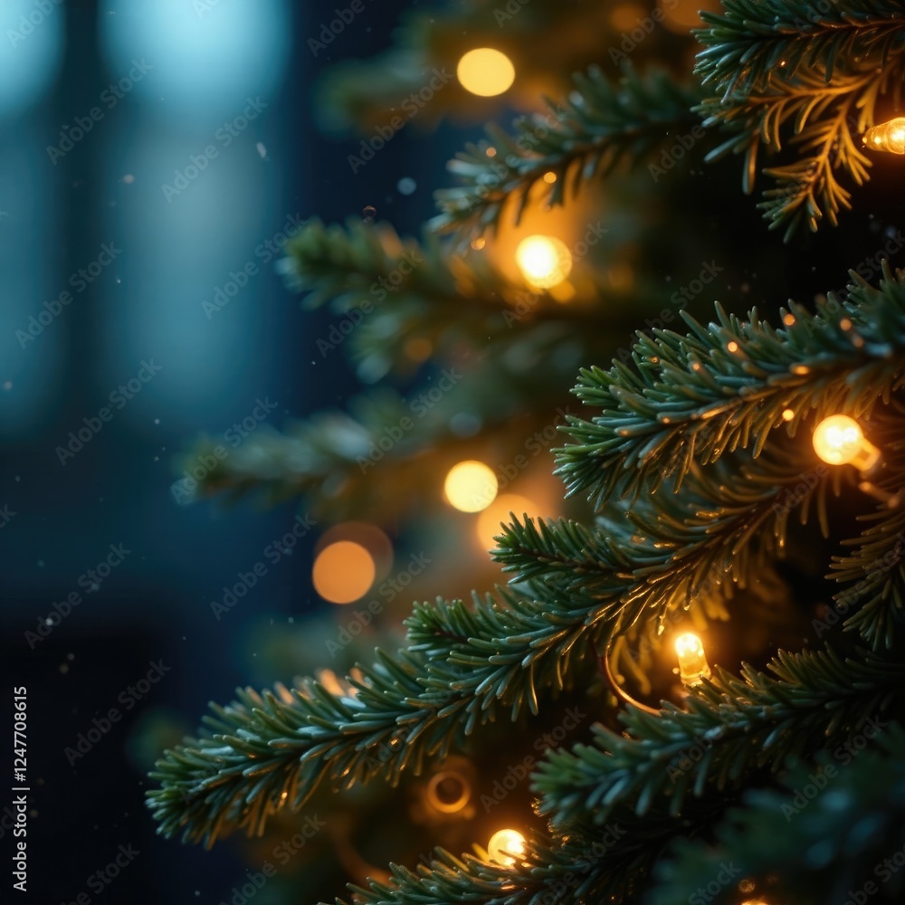 Twinkling lights and stardust decorate the tree, stardust, whimsical charm Twinkling lights and stardust decorate the tree, stardust, whimsical charm