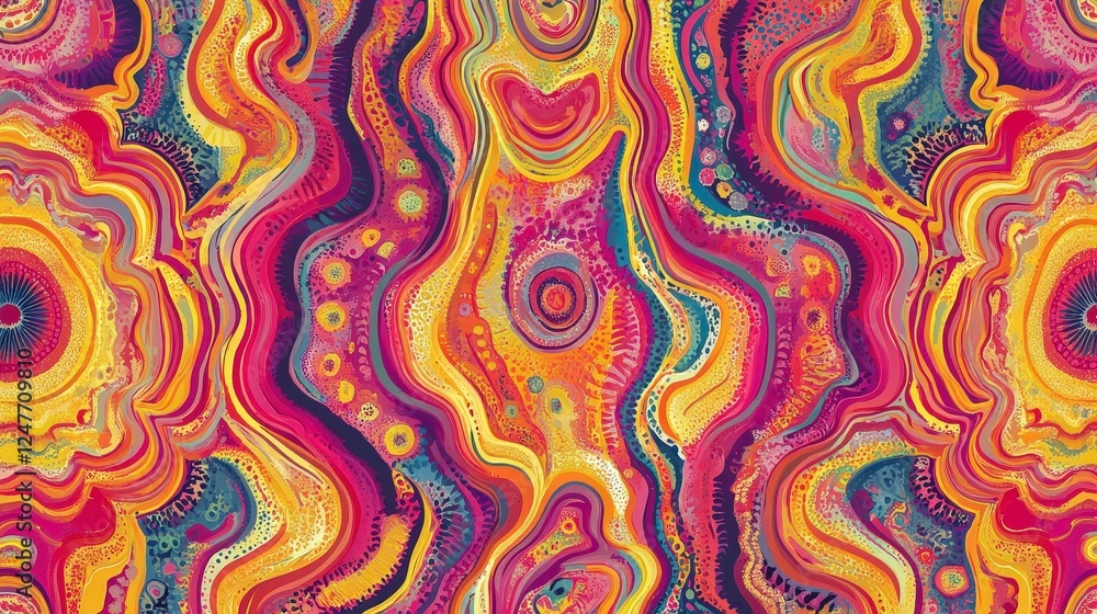 Fototapeta premium Vibrant Abstract Texture with Waves and Swirls in Bold Colors