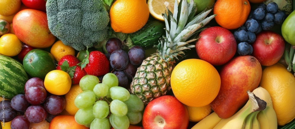 Fresh Fruits and Vegetables, a Nutritious Pile Fresh Fruits and Vegetables, a Nutritious Pile