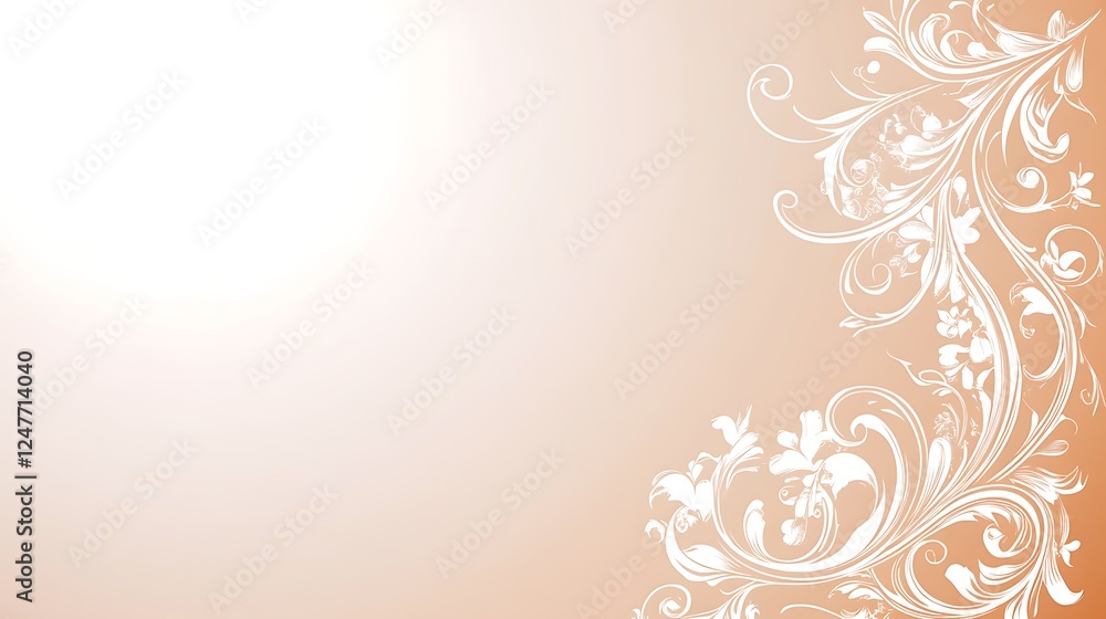 Elegant Peach Background With White Floral Design Elegant Peach Background With White Floral Design