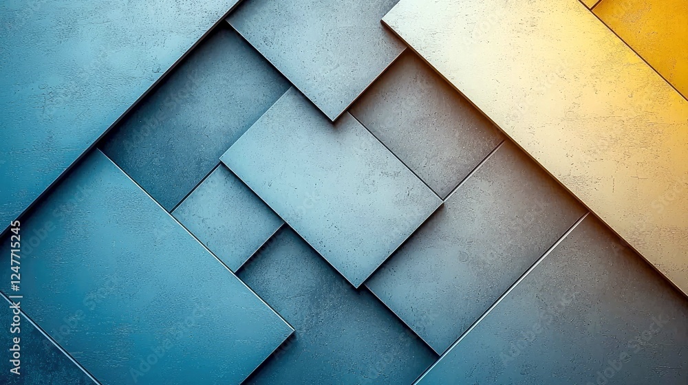 Abstract Geometric Architecture: Blue, Orange, and Grey Concrete Blocks Pattern. Modern Design, Minimalist Style, Contemporary Wall Texture Background Abstract Geometric Architecture: Blue, Orange, and Grey Concrete Blocks Pattern. Modern Design, Minimalist Style, Contemporary Wall Texture Background