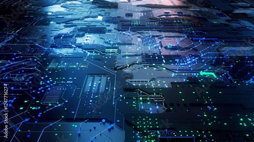 Futuristic Digital World Background with Artificial Intelligence Aesthetic