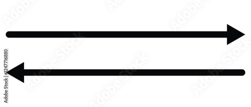 long arrow vector icon. double side left and right  straight Horizontal long arrow icon. flat style long arrow vector illustration.