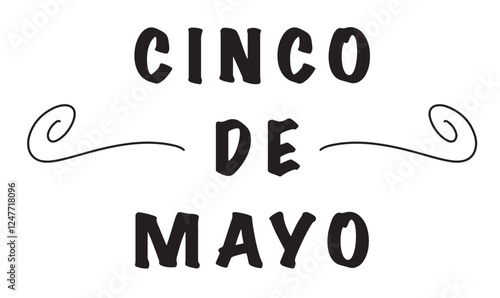 Cinco de mayo frame design element black color calligraphy hand written lettering script font text object may month 2025 year mexico country national culture latin america sombero holiday hispanic art