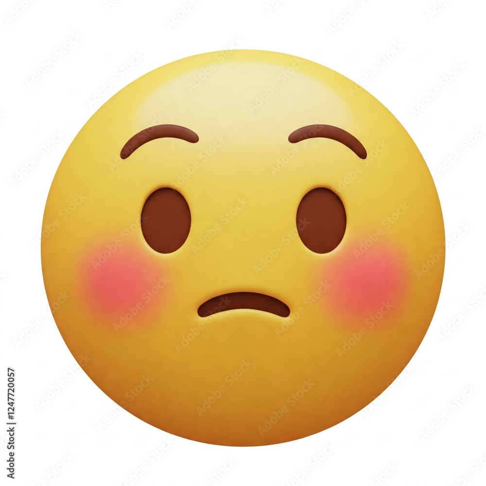 Fototapeta premium An emoji with a blank and shy expression.