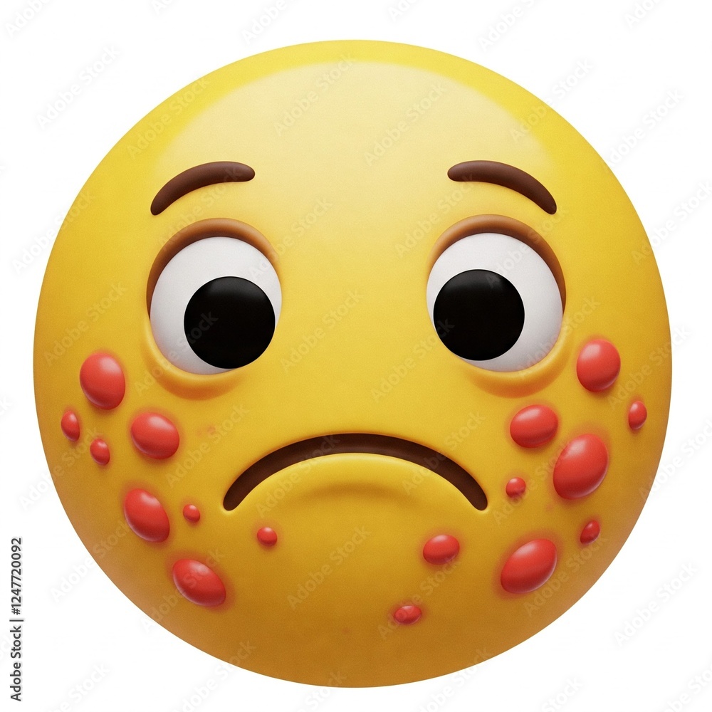 Fototapeta premium A sad emoji with a face full of acne.