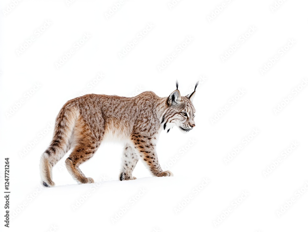 Obraz premium Majestic Lynx Striding Across a Pristine Snowscape in Winter