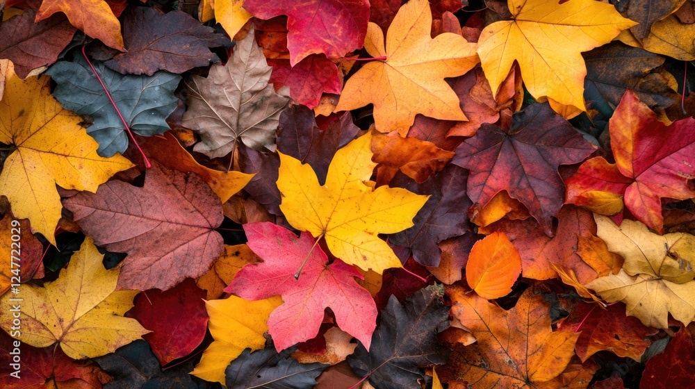 A beautiful display of colorful fall leaves creating a textured surface A beautiful display of colorful fall leaves creating a textured surface