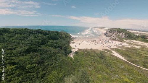 View from the top of the hill to Guarita beach, Southern Brazil, Atlantic Ocean.