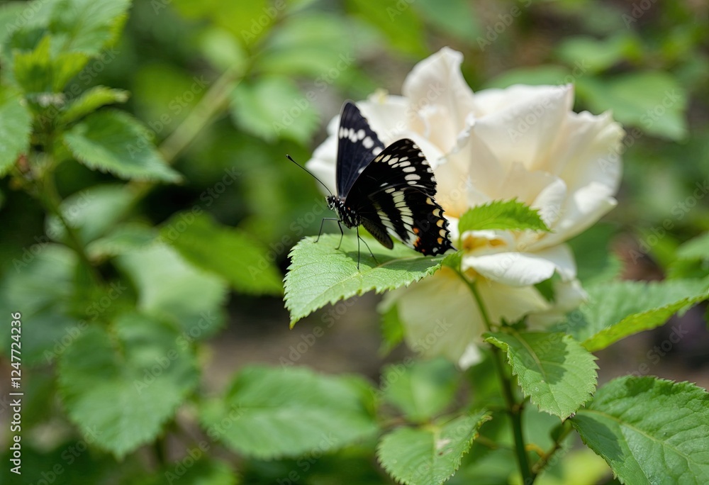 common rose butterfly holding leaf in the garden common rose butterfly holding leaf in the garden