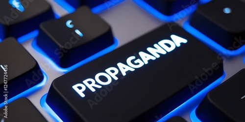 Close-up of an illuminated keyboard with a glowing 