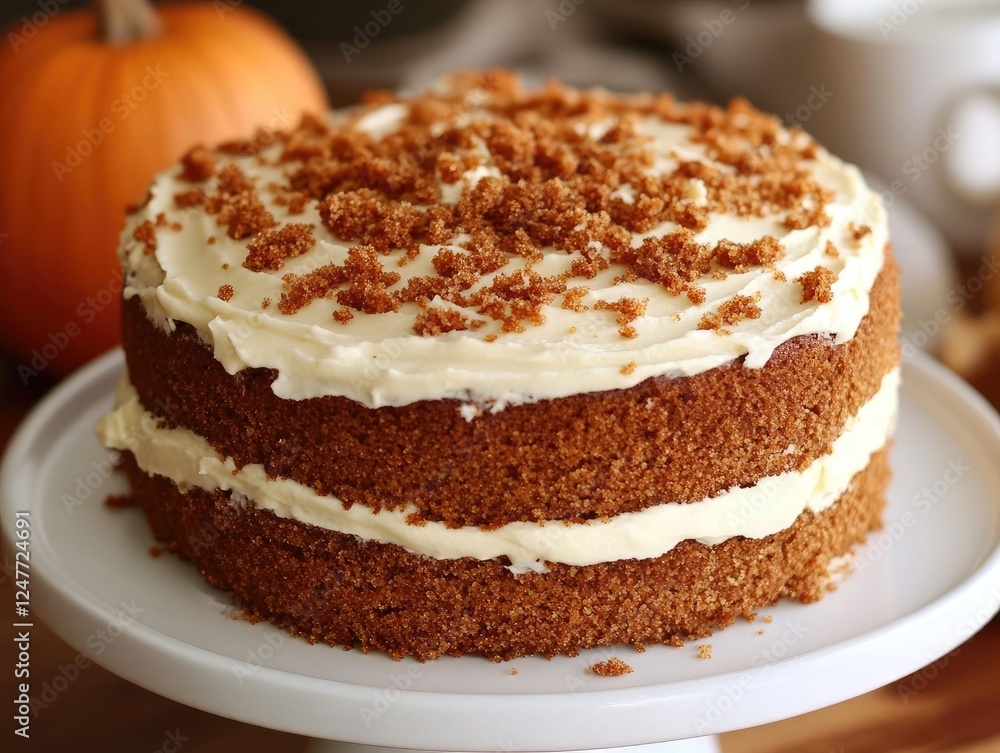 Delicious Homemade Pumpkin Cake with Cream Cheese Frosting and Crumble Topping Delicious Homemade Pumpkin Cake with Cream Cheese Frosting and Crumble Topping