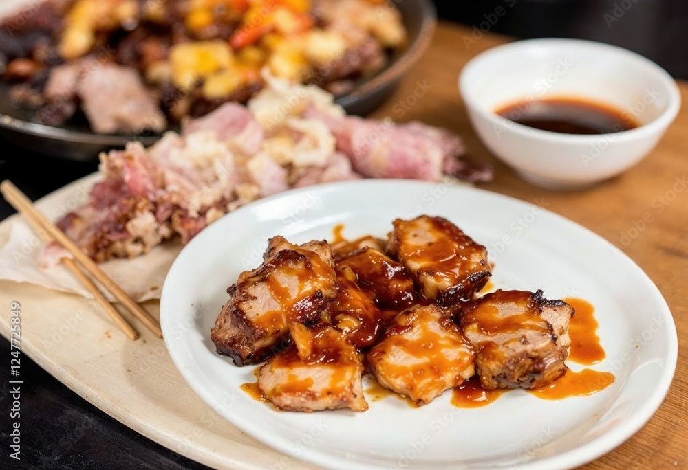 sukiyaki pork served with suki spicy sauce sukiyaki pork served with suki spicy sauce