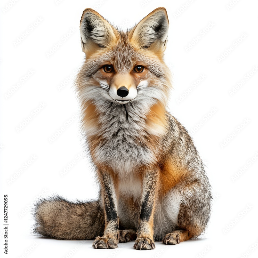 Realistic Wild Fox Portrait on a Clean White Background Realistic Wild Fox Portrait on a Clean White Background