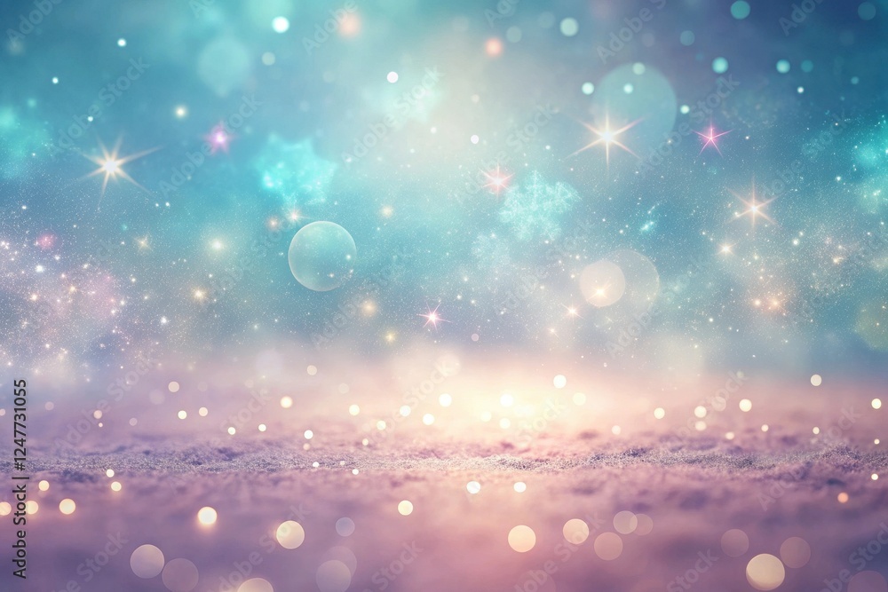 Enchanted Winter Night Scene Sparkling Lights and Celestial Glow on a Frosty Surface Enchanted Winter Night Scene Sparkling Lights and Celestial Glow on a Frosty Surface