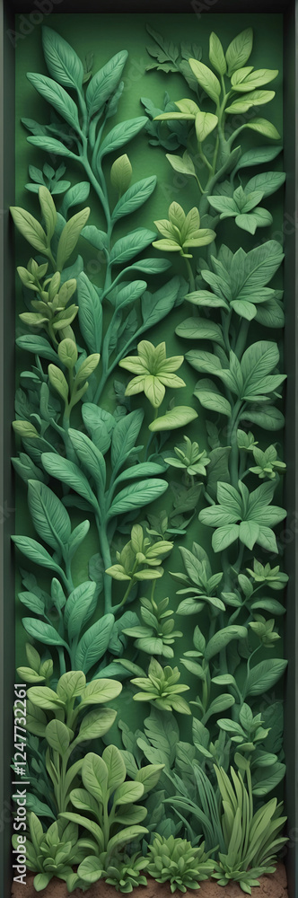 Exquisite Plasticine Clay Wall Gypsum Sculpture with Lush Green Trees Vibrant Plants and a Peaceful Forest Scene