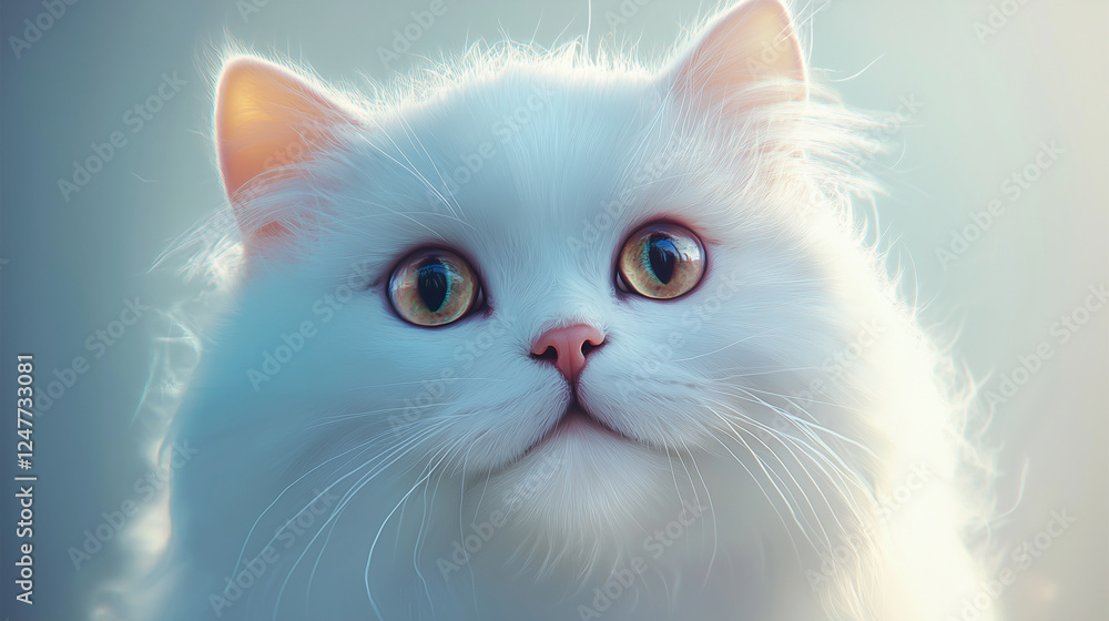 Obraz premium Very pretty and cute white cat face