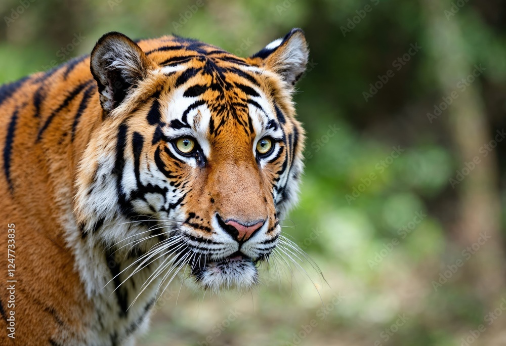 selective focus shot of a tiger looking at the camera selective focus shot of a tiger looking at the camera