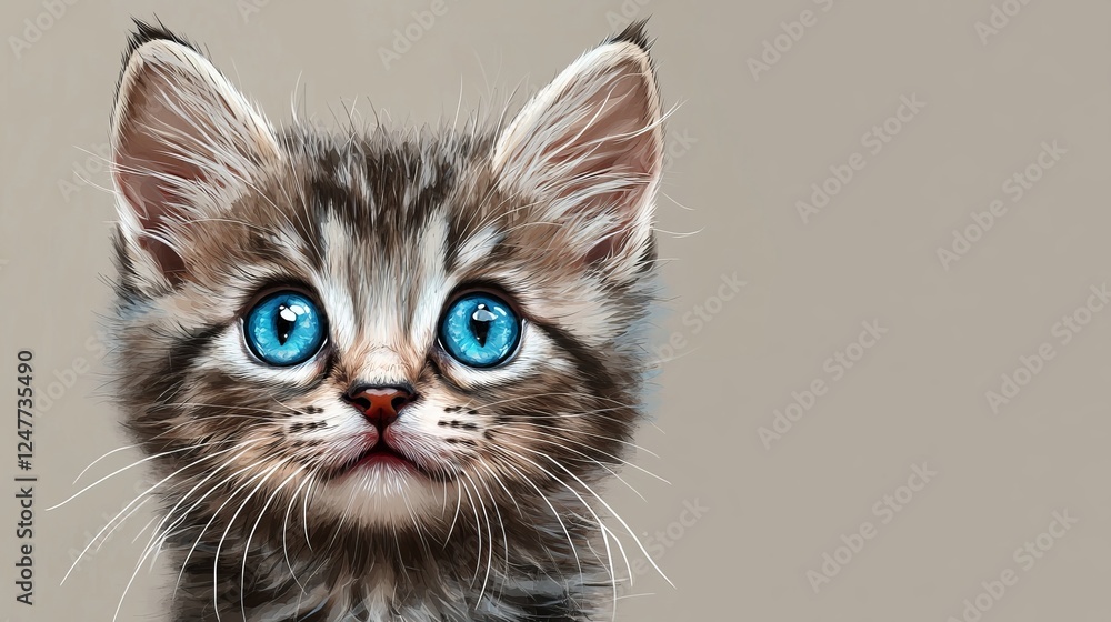 Charming Kitten with Striking Blue Eyes Gazes Upward in a Captivating Pose Evoking Innocence and Curiosity Against a Soft Background Creating an Adorable and Heartwarming Scene Charming Kitten with Striking Blue Eyes Gazes Upward in a Captivating Pose Evoking Innocence and Curiosity Against a Soft Background Creating an Adorable and Heartwarming Scene