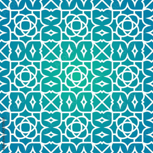 Elegant Islamic pattern in mint tones, ideal for spiritual and cultural-themed designs.