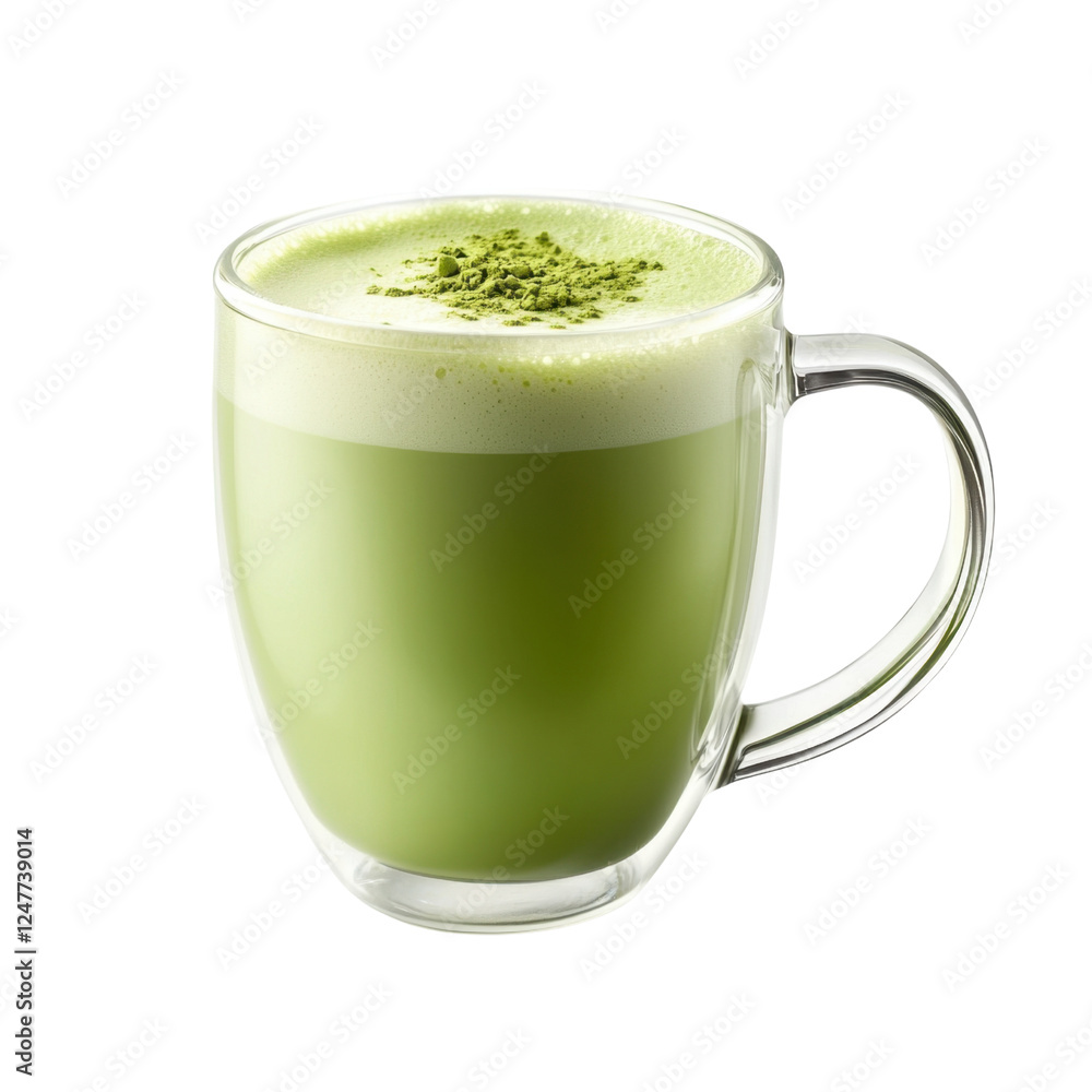 Refreshing Matcha Green Tea Latte in a Clear Glass Cup Refreshing Matcha Green Tea Latte in a Clear Glass Cup
