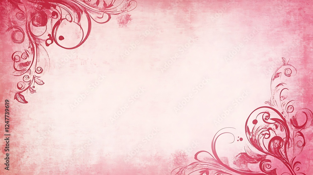 Pink Floral Design Background With Swirls Pink Floral Design Background With Swirls