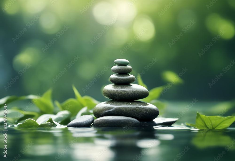 water leaves pyramid green it stones surface zen stone fresh leaf black reflect abstract background beautiful beauty botanical botany closeup colours copy space day detail eco ecology element water leaves pyramid green it stones surface zen stone fresh leaf black reflect abstract background beautiful beauty botanical botany closeup colours copy space day detail eco ecology element