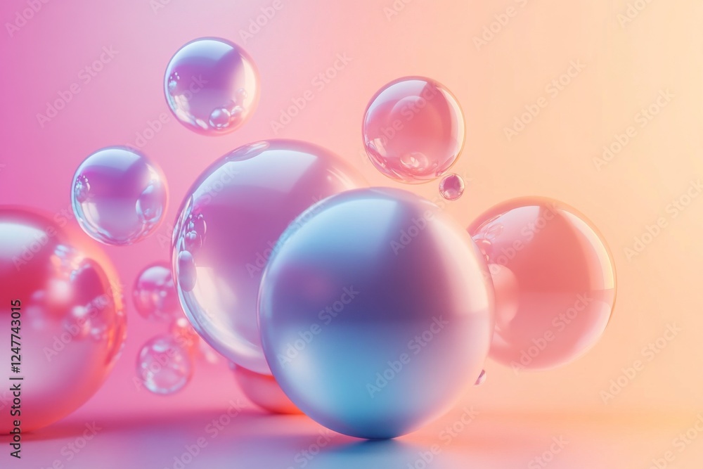 Floating transparent bubbles in a surreal colorful space Floating transparent bubbles in a surreal colorful space