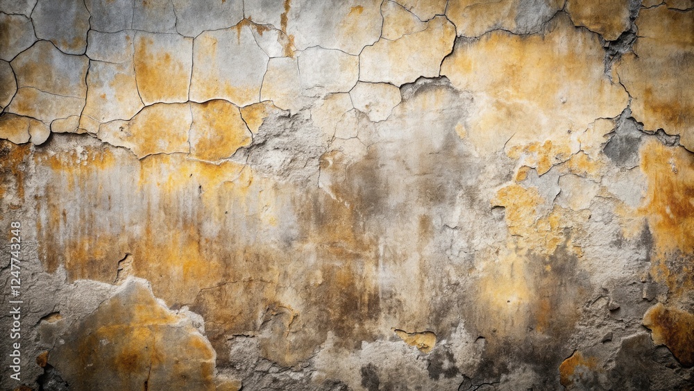 Fototapeta premium Aged Weathered Wall Texture A Detailed Study of Cracked and Patinaed Plaster