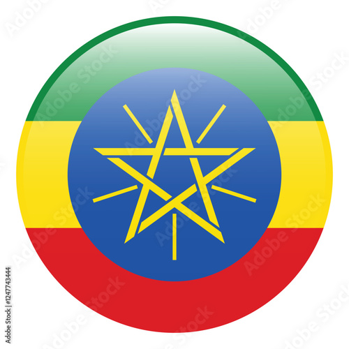 Ethiopia flag. Ethiopia circle flag logo icon computer vector illustration design. 3d flag. photo