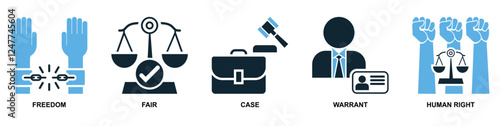 set of law and justice icon vector, featuring scales of justice, a gavel, courthouse for law firms, judiciary, legal services, and regulations