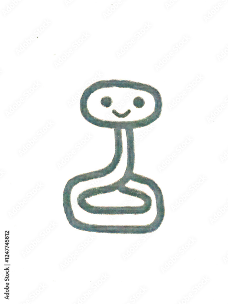 Fototapeta premium Simple Cute Line Drawing of a Smiling Character with a Happy Face