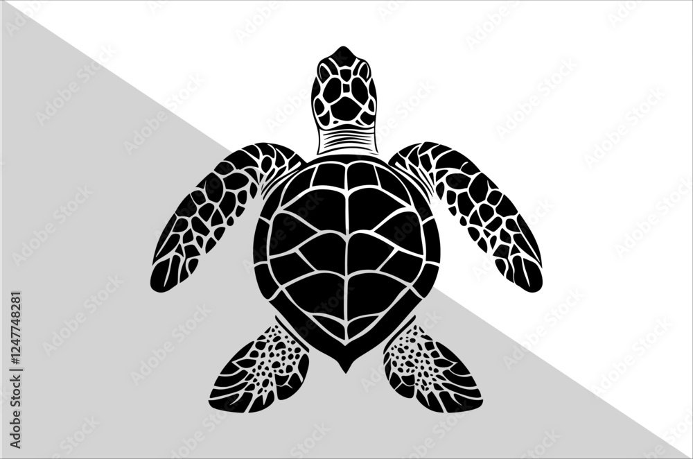 Fototapeta premium Minimalist Sea Turtle Silhouette for Ocean Lovers. Sea Turtle Silhouette.