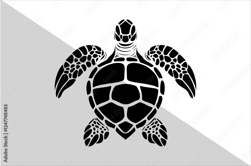 Obraz premium Minimalist Sea Turtle Silhouette for Ocean Lovers. Sea Turtle Silhouette.