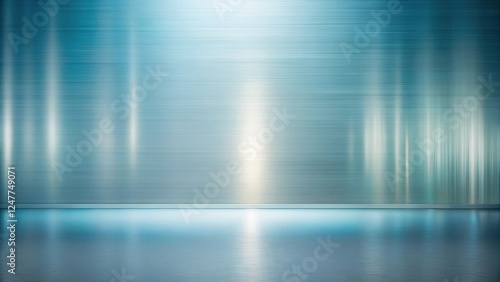 Reflective Teal Metallic Surface with Polished Floor and Subtle Light Gleam