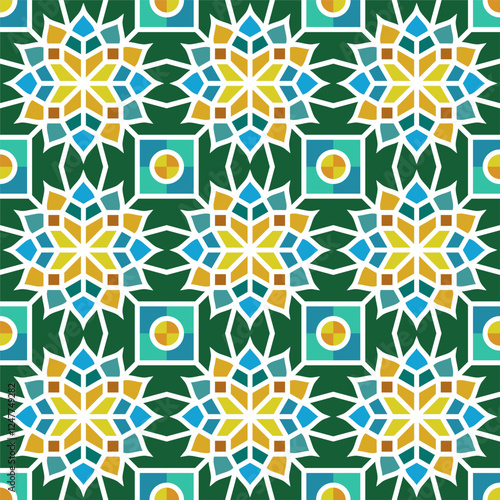 Elegant Islamic geometric pattern, ideal for web backgrounds and festive decorations.