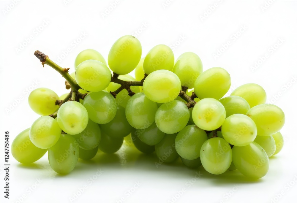 Cluster of Green Seedless Grapes on a White Background Cluster of Green Seedless Grapes on a White Background