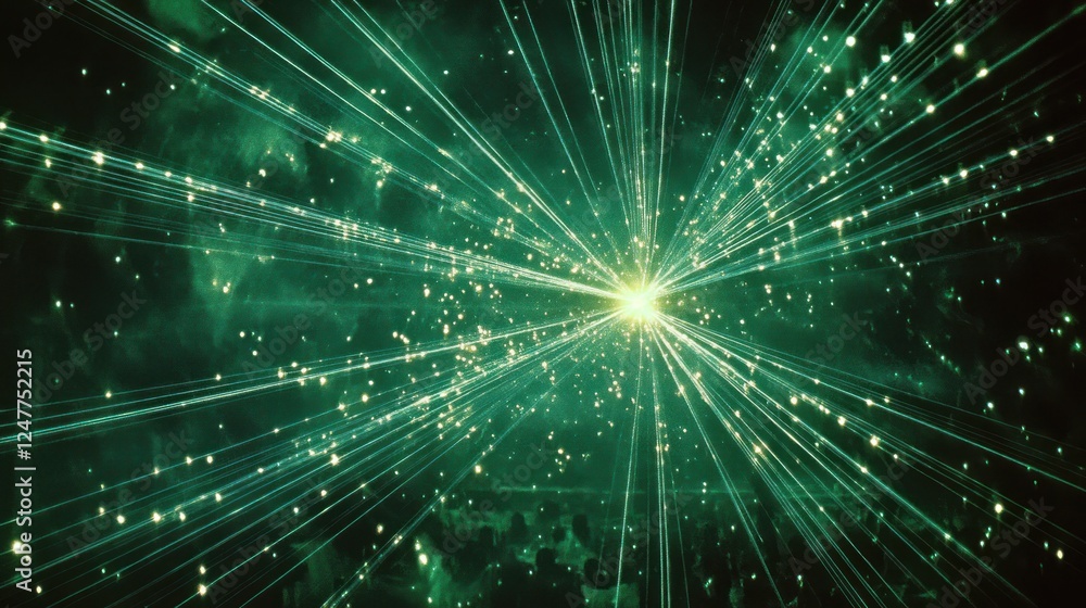Obraz premium Spectacular Laser Show Illuminating a Crowd with Emerald Green Light
