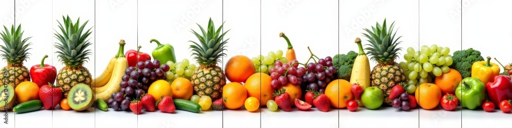 Colorful Fruits and Vegetables on White Background Colorful Fruits and Vegetables on White Background