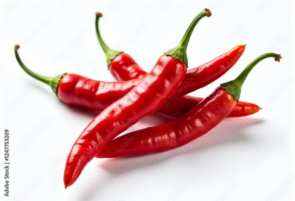 Fresh Red Chili Peppers on White Fresh Red Chili Peppers on White