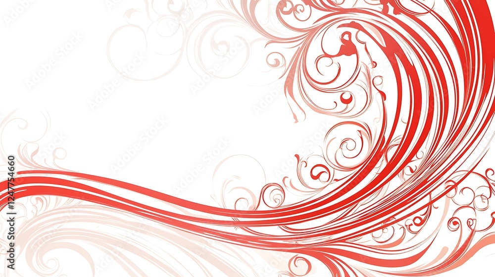 Abstract Red Floral Swirls Design Background Abstract Red Floral Swirls Design Background