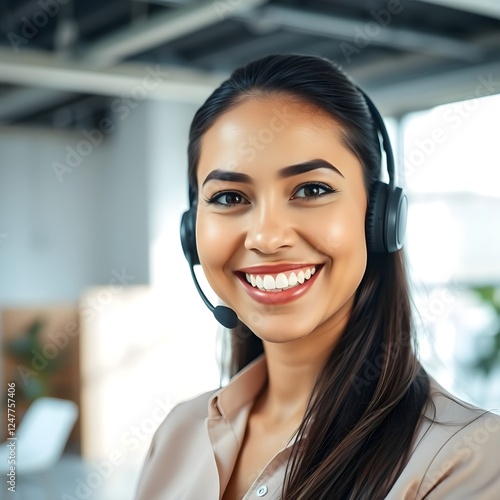 retrato de una agente de atención al cliente latina photo