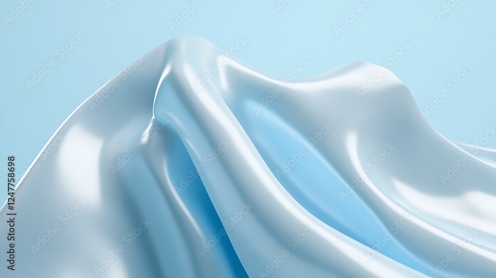 Fototapeta premium Abstract Blue Silk Fabric Draped Smoothly