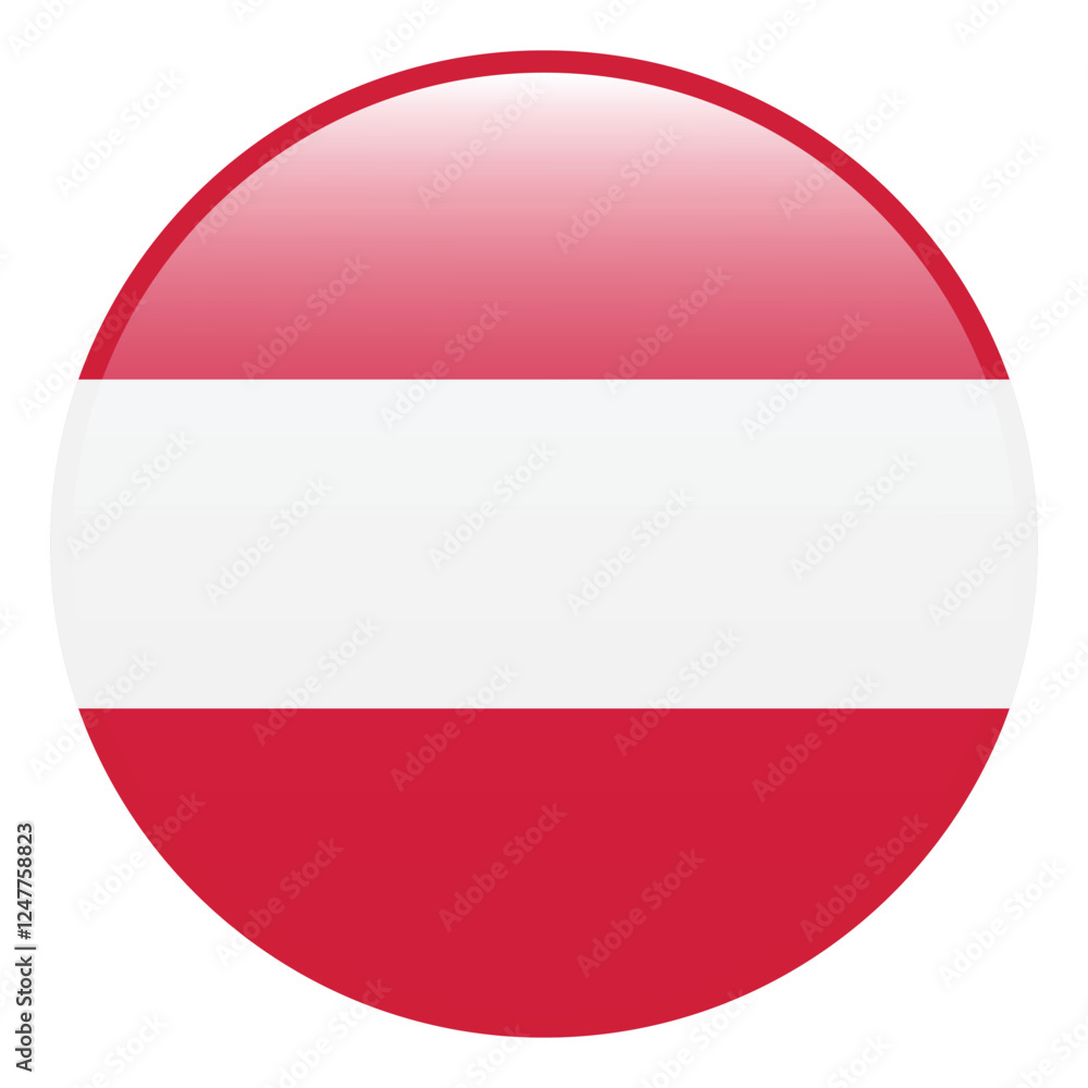 Naklejka premium Austria flag. Austria circle flag logo icon computer vector illustration design. 3d flag.