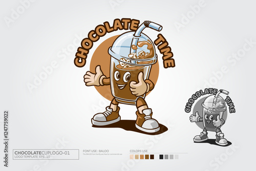 Chocolate Time Vector Logo Mascot Illustration. This Logo template an excellent logo template.